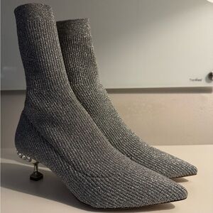 Miu Miu Silver Ankle Boots